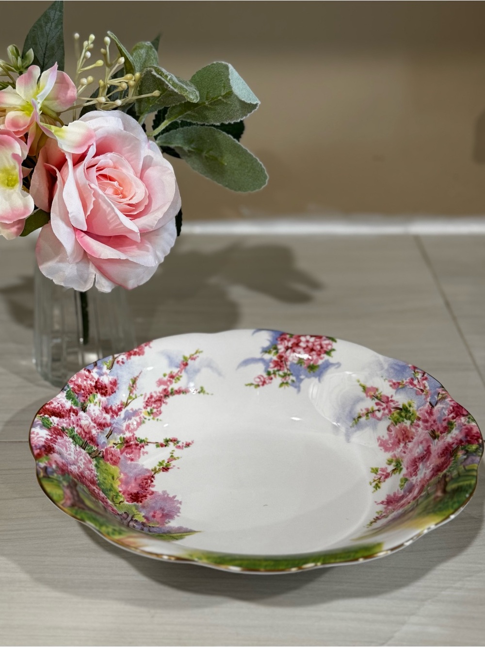 Royal Albert Floral Pink Blossom Time Porcelain Oval Serving Bowl